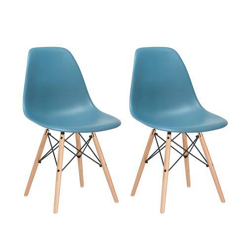 Tamanhos, Medidas e Dimensões do produto Kit - 2 X Cadeiras Charles Eames Eiffel DSW - Turquesa - Madeira Clara