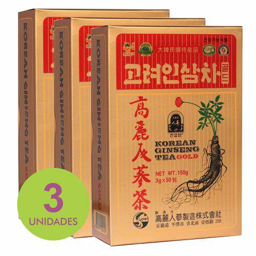 Tamanhos, Medidas e Dimensões do produto Kit 3x Chá Ginseng Coreano Gold - 50 Sachês de 3g 150 Sachês de 3g