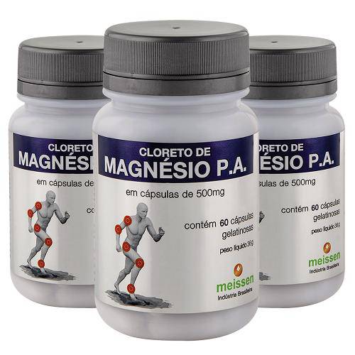 Tamanhos, Medidas e Dimensões do produto Kit 3x Cloreto de Magnésio P.A.(500mg) 60 Cápsulas