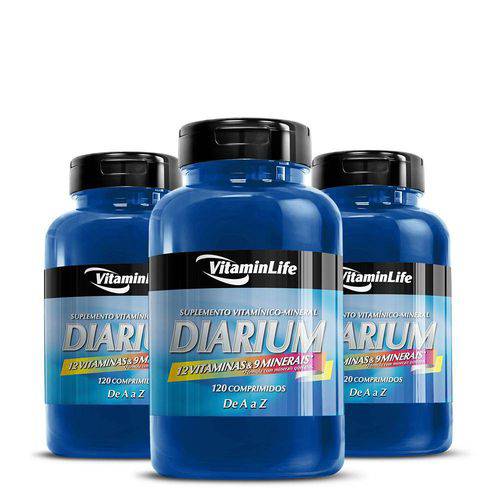 Tamanhos, Medidas e Dimensões do produto Kit 3x Diarium (12 Vitaminas e 9 Minerais) 120 Comprimidos
