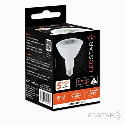 Tamanhos, Medidas e Dimensões do produto Lâmpada LED LEDSTAR PAR30 E27 11W 6500K Branca 100-240V SELO INMETRO BIVOLT