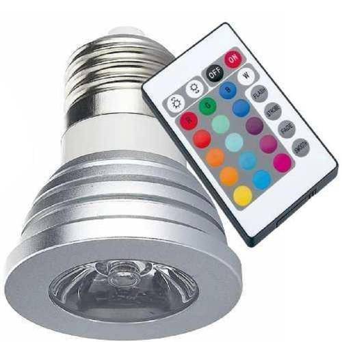 Tamanhos, Medidas e Dimensões do produto Lâmpada LED RGB 3W E-27 Bivolt Controle Remoto
