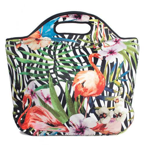 Tamanhos, Medidas e Dimensões do produto Lancheira Térmica Plus Tritengo em Neoprene Zebra Flamingos Floral