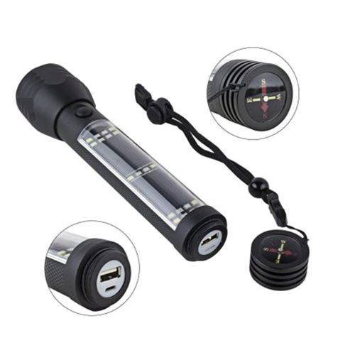 Tamanhos, Medidas e Dimensões do produto Lanterna Solar MultiFunções Com: 3 LUZES + BUSSOLA + SAÍDA USB