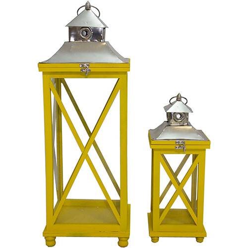 Tamanhos, Medidas e Dimensões do produto Lanternas Decorativas Conjunto 2 Peças Amarelo/prata - Oldway