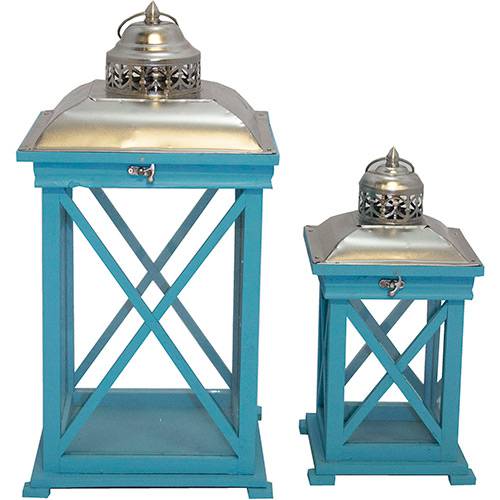 Tamanhos, Medidas e Dimensões do produto Lanternas Decorativas Conjunto 2 Peças Azul - Oldway