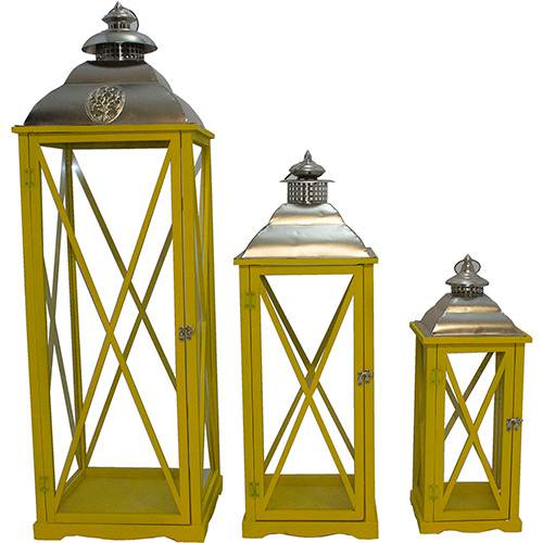 Tamanhos, Medidas e Dimensões do produto Lanternas Decorativas Gg Conjunto 3 Peças Biblos Amarela - Oldway