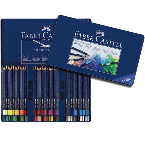 Tamanhos, Medidas e Dimensões do produto Lápis Art Grip Aquarelável Faber-Castell - Estojo Metálico com 60 Cores - Ref 114260