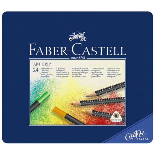 Tamanhos, Medidas e Dimensões do produto Lápis Art Grip Mina Permanente Faber-Castell - Estojo Metálico com 24 Cores - Ref 114324