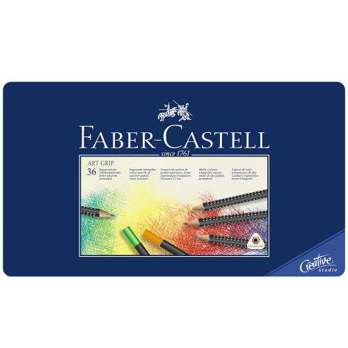 Tamanhos, Medidas e Dimensões do produto Lápis Art Grip Mina Permanente Faber-Castell - Estojo Metálico com 36 Cores - Ref 114336