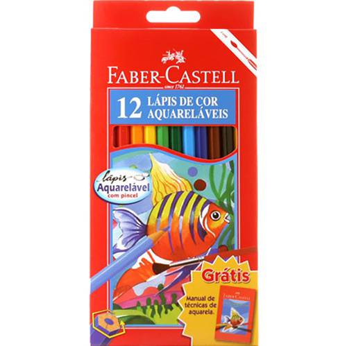 Tamanhos, Medidas e Dimensões do produto Lápis de Cor Aquarelável - 12 Cores - Faber-Castell