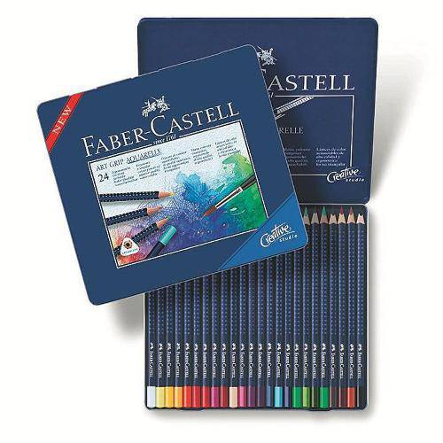 Tamanhos, Medidas e Dimensões do produto Lápis de Cor Aquarelável 24 Cores Art Grip Estojo Metálico Faber-Castell