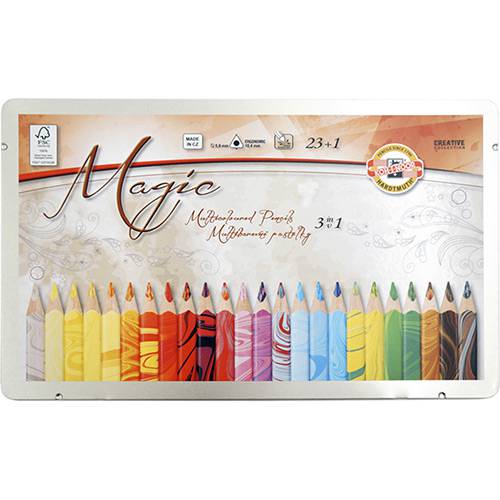 Tamanhos, Medidas e Dimensões do produto Lápis de Cor Multicolorido Estojo Magic 24 Cores - Koh-I-Noor