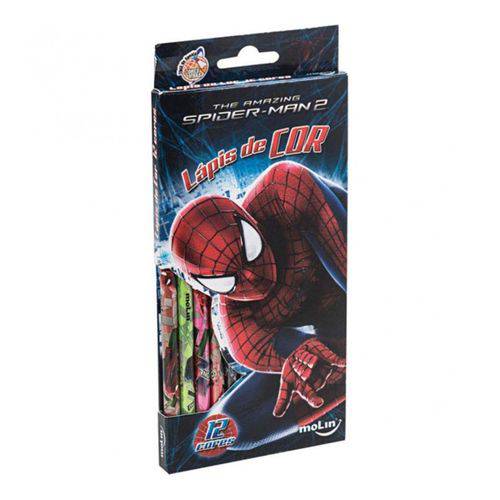 Tamanhos, Medidas e Dimensões do produto Lápis de Cor Sextavado Decorado Spider-Man C/12 Cores.