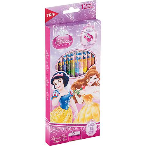 Tamanhos, Medidas e Dimensões do produto Lápis de Cor Tris com Apontador Princesas 12 Cores