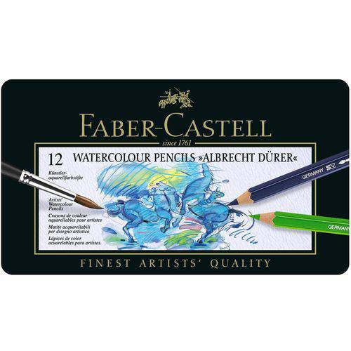 Tamanhos, Medidas e Dimensões do produto Lápis Faber-Castell Albrecht Durer Aquarelável - Estojo Metálico com 12 Cores - Ref 117512