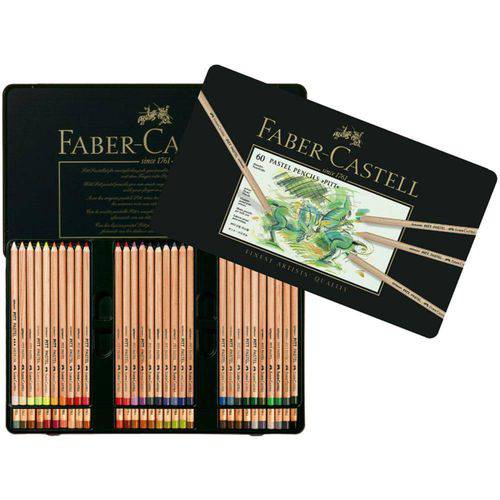 Tamanhos, Medidas e Dimensões do produto Lápis Faber-Castell Mina Pastel Seco Pitt - Estojo Metálico com 60 Cores - Ref 112160