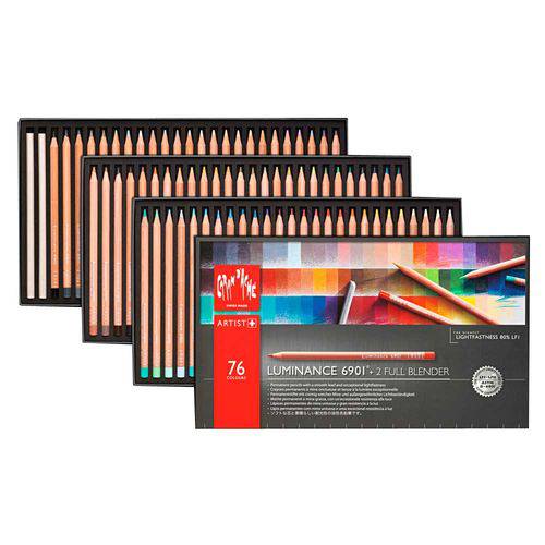 Tamanhos, Medidas e Dimensões do produto Lápis Mina Permanente Caran Dache Luminance 6901 com 76 Cores + 2 Blenders - 6901.776
