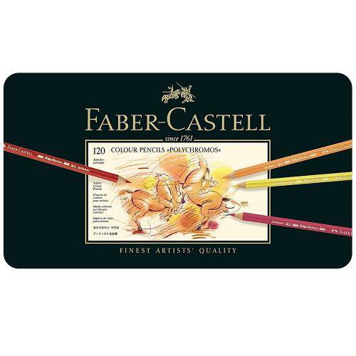 Tamanhos, Medidas e Dimensões do produto Lápis Polychromos Mina Permanente Faber-Castell - Estojo Metálico com 120 Cores - Ref 110011