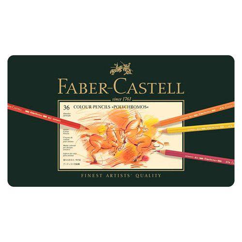 Tamanhos, Medidas e Dimensões do produto Lápis Polychromos Mina Permanente Faber-Castell - Estojo Metálico com 36 Cores - Ref 110036