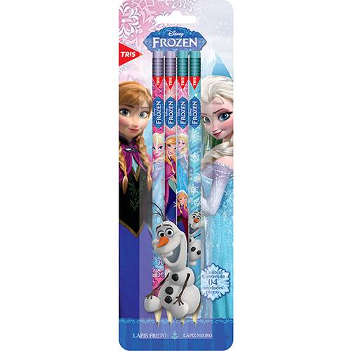 Tamanhos, Medidas e Dimensões do produto Lápis Preto Frozen com Borracha 4 Unidades - Tris