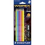 Tamanhos, Medidas e Dimensões do produto Lápis Preto Staedtler Wopex Neon HB 6 Unidades 1 Borracha e 1 Apontador - Tris