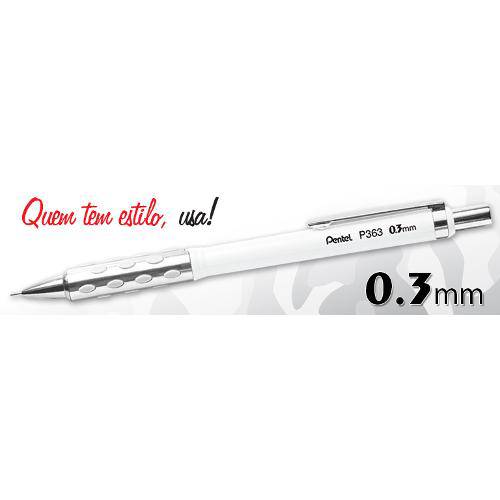 Tamanhos, Medidas e Dimensões do produto Lapiseira Pentel P363 0.3mm Branca