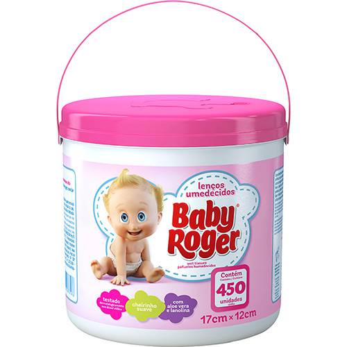 Tamanhos, Medidas e Dimensões do produto Lenço Umedecido Baby Roger Balde Rosa - 450 Unidades