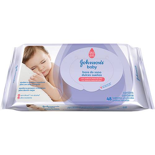Tamanhos, Medidas e Dimensões do produto Lenço Umedecido Johnson's Baby Hora do Sono - 48 Unidades