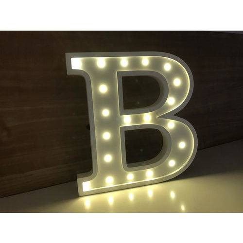 Tamanhos, Medidas e Dimensões do produto Letra B Luminosa 3D MDF LED Branco Quente