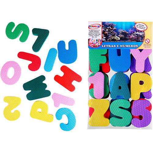 Tamanhos, Medidas e Dimensões do produto Letras e Números Brincando no Banho 36 Peças Color - Evamax