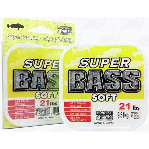 Tamanhos, Medidas e Dimensões do produto Linha Super Bass Soft 0,370mm 21lb Monofilamento Amarela 250m