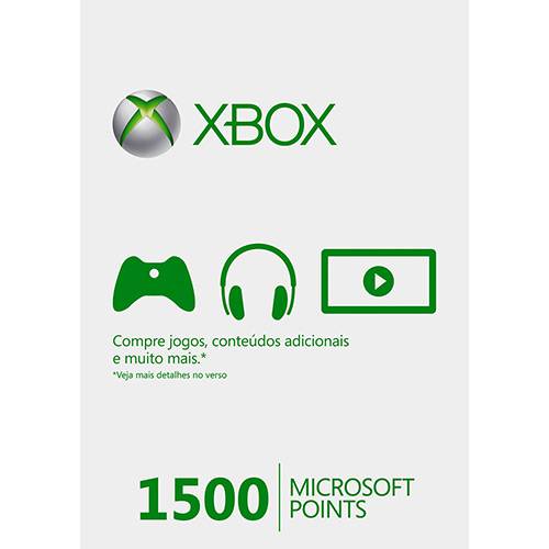 Tamanhos, Medidas e Dimensões do produto Live Card Microsoft Points (1500 Pontos) - Xbox 360