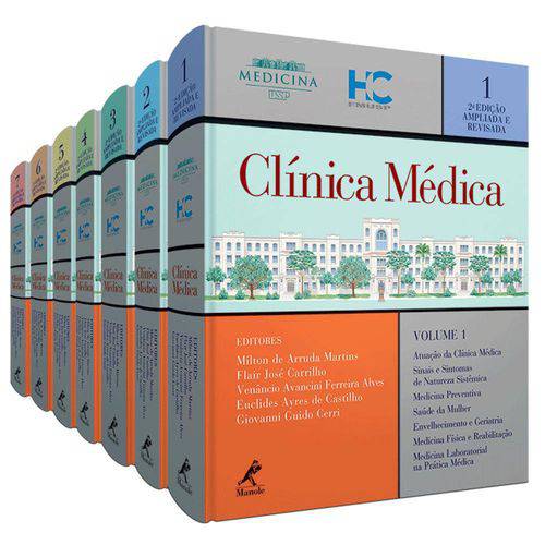 Tamanhos, Medidas e Dimensões do produto Livro - Coleção Clínica Médica - 7 Volumes - Fmusp - 2a. Edição