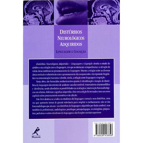 Tamanhos, Medidas e Dimensões do produto Livro - Distúrbios Neurológicos Adquiridos - Linguagem e Cognição
