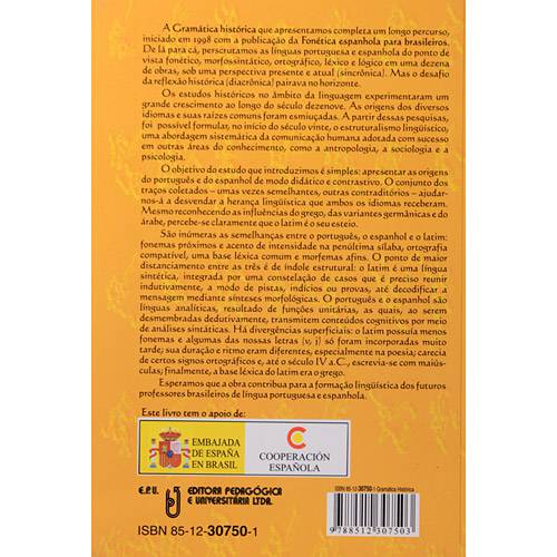 Tamanhos, Medidas e Dimensões do produto Livro - Gramatica Histórica - Portuguesa e Espanhola -