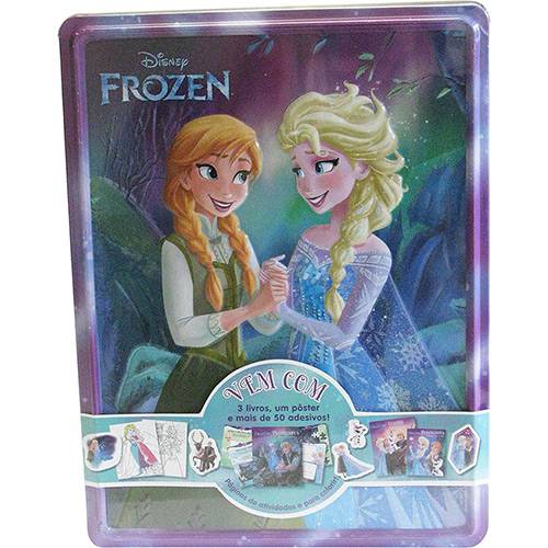 Tamanhos, Medidas e Dimensões do produto Livro - Kit Disney Latinha Feliz: Frozen (Contem 03 Livros, um Pôster e Mais de 50 Adesivos)