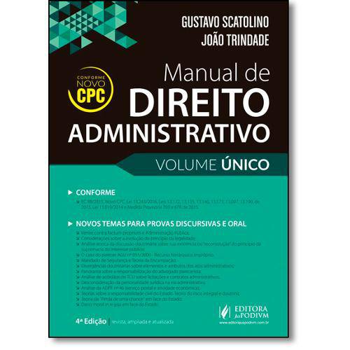 Tamanhos, Medidas e Dimensões do produto Livro - Manual de Direito Administrativo - Volume Único - Conforme Novo Cpc 2016