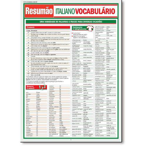 Tamanhos, Medidas e Dimensões do produto Livro - Resumão - Italiano Vocabulário