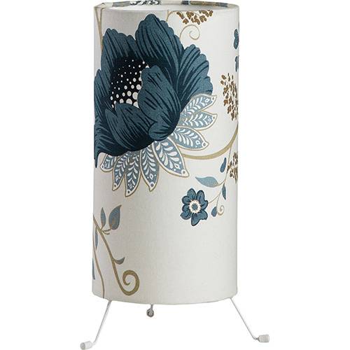 Tamanhos, Medidas e Dimensões do produto Luminária de Mesa Pé Virado Floral Azul - Ls Ilumina