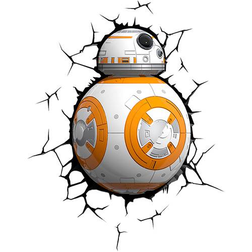 Tamanhos, Medidas e Dimensões do produto Luminária de Parede Star Wars BB-8 Branco - 3D LIGHT FX