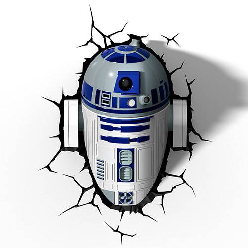 Tamanhos, Medidas e Dimensões do produto Luminária de Parede Star Wars R2-D2 Branco - 3D LIGHT FX