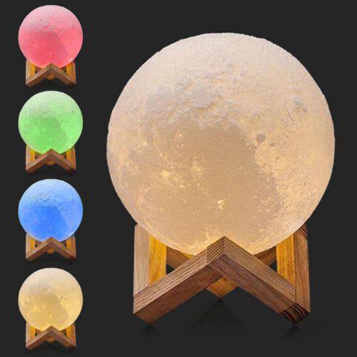 Tamanhos, Medidas e Dimensões do produto Luminária Lua Cheia Colorido Abajur Led Usb Touch 14cm