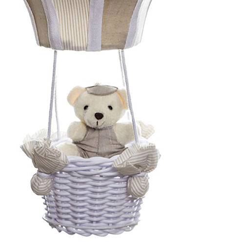 Tamanhos, Medidas e Dimensões do produto Lustre Balão Grande Bege com Ursinho Quarto Bebê Infantil Menina Menino