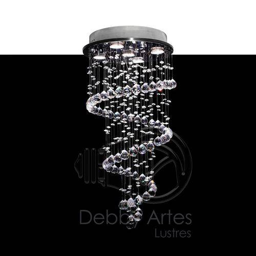 Tamanhos, Medidas e Dimensões do produto Lustre Espiral de Cristal Legítimo - Base 35 Cm - 80 Cm - Debby Artes