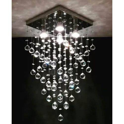 Tamanhos, Medidas e Dimensões do produto Lustre Plafon de Cristal Acrílico - Base Fina 30x30x60 - Debby Artes0