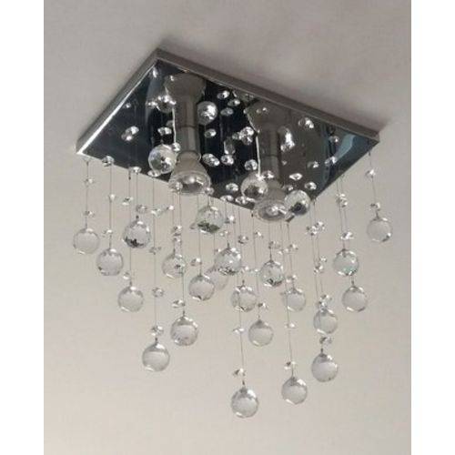 Tamanhos, Medidas e Dimensões do produto Lustre Plafon de Cristal Legítimo - Ideal para Lavabo e Corredor - Base 31 X 20 Cm - Debby Artes