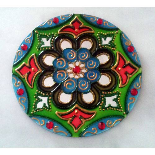 Tamanhos, Medidas e Dimensões do produto Mandala Flor Colorida em Espelho de 15cm