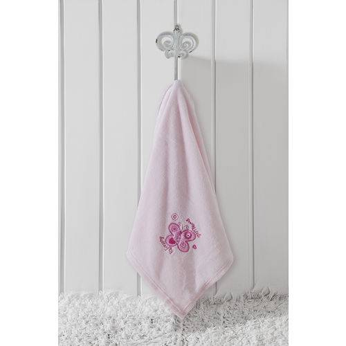 Tamanhos, Medidas e Dimensões do produto Manta Bebê Le Petit Flannel Bordada Borboleta Rosa 70x100cm Corttex