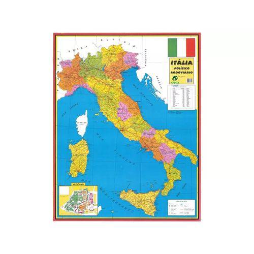 Tamanhos, Medidas e Dimensões do produto Mapa da Italia 120cm X 90cm - EDIÇÃO ATUALIZADA